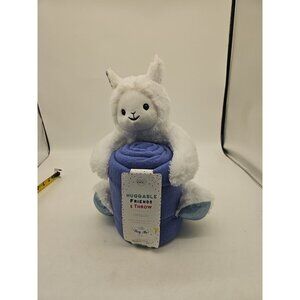 Plush Llama and blue FLEECE BLANKET THROW 50" X 60" By Silver One NEW